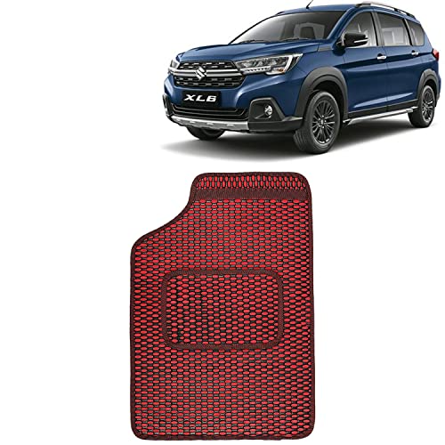 Image of Kingsway Dotted Design Car Floor Foot Mats Universal Fit for Maruti Suzuki XL6, Model Year : 2022 Onwards, Water and Dustproof, Color Red, Set of 5 Pieces