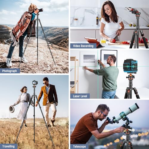 Victiv 78"/ 198cm Camera Tripod for Canon Sony Nikon, DSLR Tripod Lightweight with Monopod for Travel, Compact Tripods with Ball Head and Phone Holder, Tall Tripod Cameras Max Load 8kg - 5