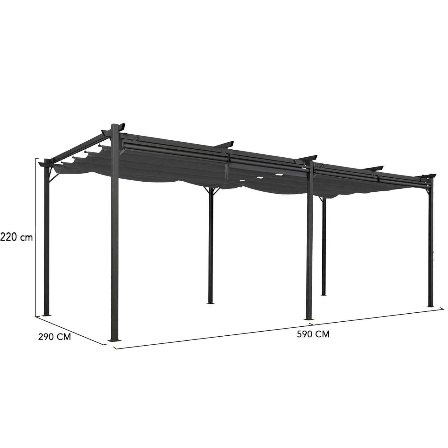 IDMarket - Pergola édition spéciale Toit rétractable 3x6 M et 6 Stores Gris Anthracite