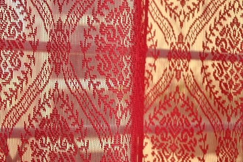 Image of Fabrilia Polyester Sheer Net Damask Design Semi Transparent Eyelet Long Door Curtains 9 feet Set of 2- Maroon