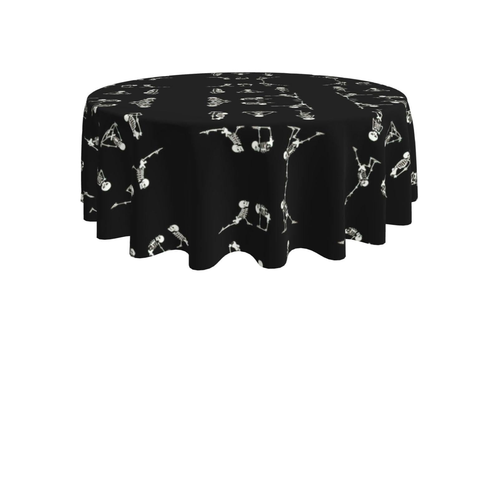 ENGhjes Love Skull of Sports Print Round Tablecloth 60in Washable Stainproof Polyester Cloth for Kitchen Idea