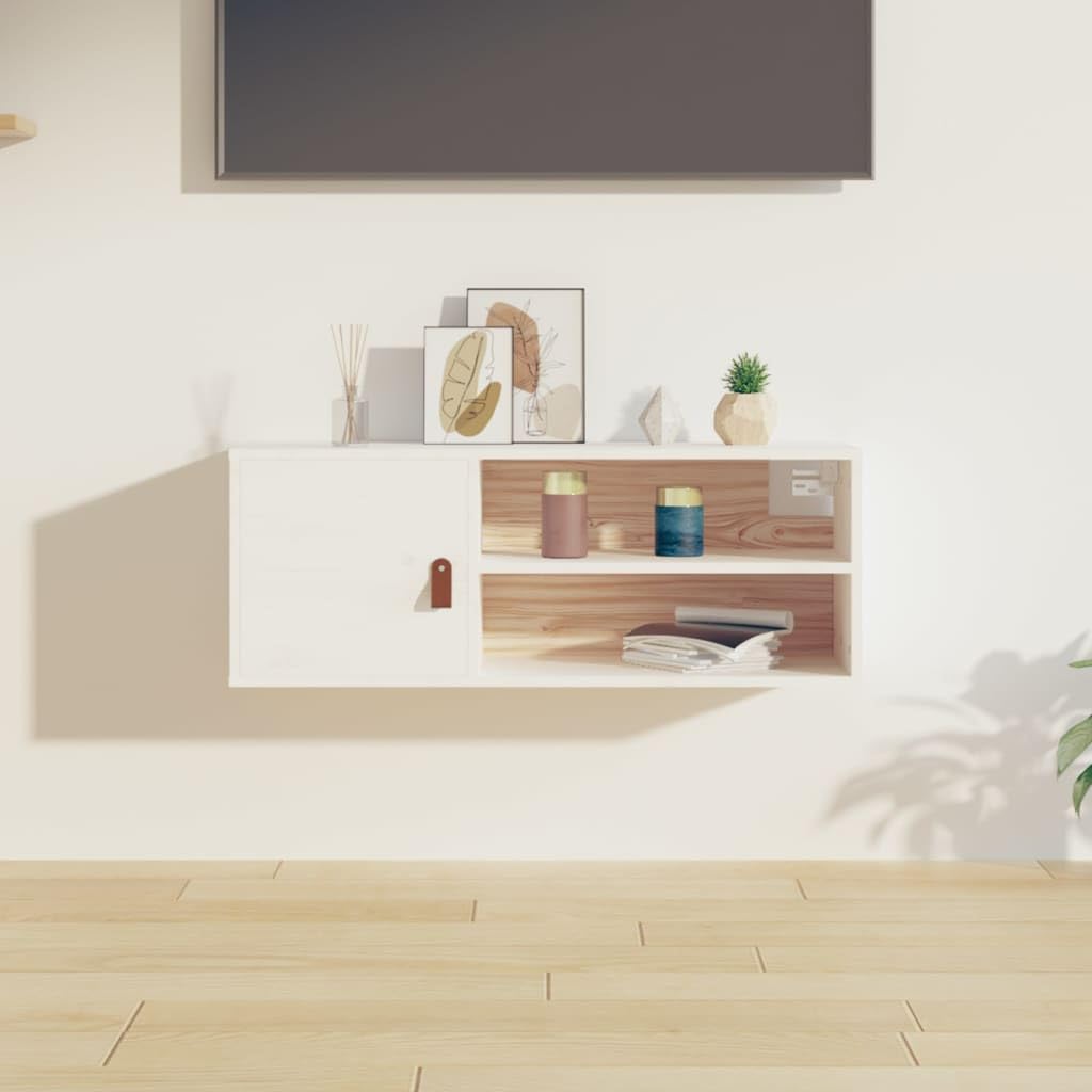 Estantería de pared blanca de pino de 80 cm para solucionar la falta de espacio