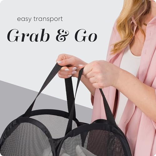 Handy Laundry Collapsible Mesh Pop Up Hamper with Wide Opening and Side Pocket - Breathable, Sturdy, Foldable, and Space-Saving Design for Clothes and Storage (Black | 2-Pack) by Handy Laundry - Image 7
