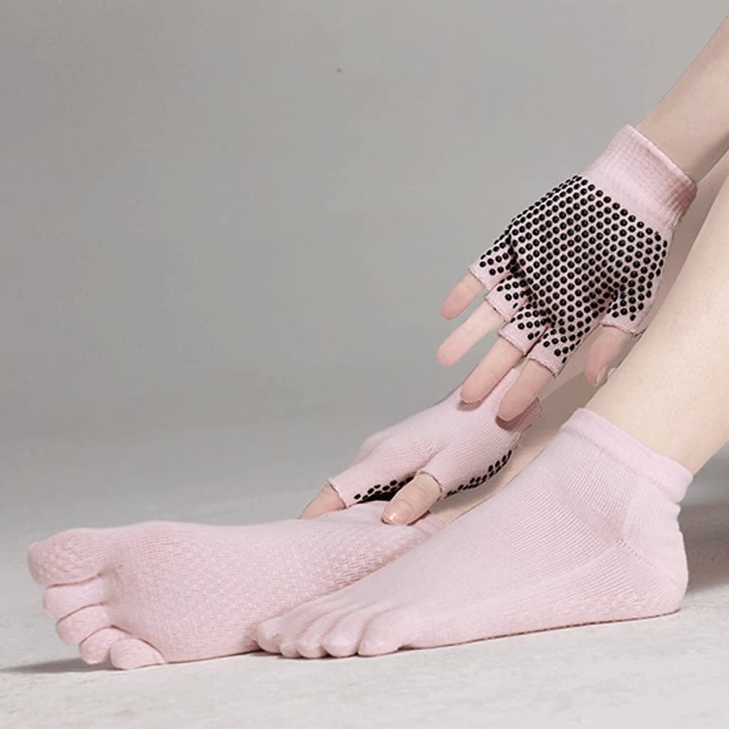 Lot 4 Paires Gants + Chaussettes Hautes Femme – Style Rayé Gothique Punk, Chaussettes Longues Au-Dessus Du Genou + Mitaines Sans Doigts