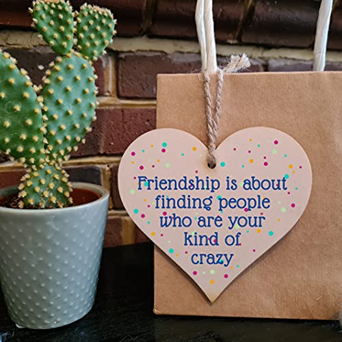 Sentimental Friendship Gift Plaque, Wooden Heart Hanging Sign with Uplifting Message, Best Friend, Colleague or BFF Present - Image 2