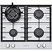 Produktbild Kaiser CHEF Luxus Weißes Gas Kochfeld 60cm Autark,Gaskochfeld,Gas auf Weißem Glas,Glaskeramik Gaskochfeld Einbau,4 Hochwertige Brenner,3,8 kW WOK,Glas Weiß,Kochmulde,Erdgas und Propangas,Gasherd