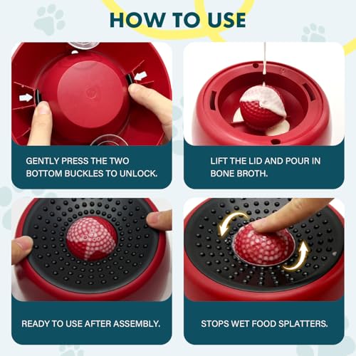 Image of Rolling Ball Dog Lick Bowl, Slow Feeder Dog Bowls, Non-Slip Design