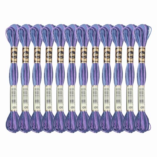 Image of PATIKIL 12 Skeins Embroidery Floss, Polyester Embroidery Threads Bracelets String for Cross-Stitch Hand Embroidery, Dark Purple