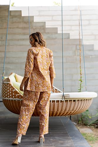 Image of MIRCHI FASHION Pure Cotton Kurta with Shrug Set | 3 Piece Cordset with Jacket & Pant | Ethnic Work Wear & Travel Wear Co-ord Set