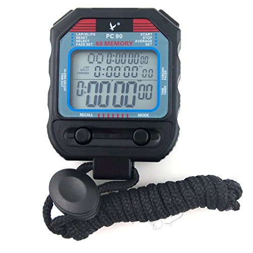 Uzinb PC90 3 Lignes 60 mémoires de Poche numérique Sport Chronomètre Courir Natation