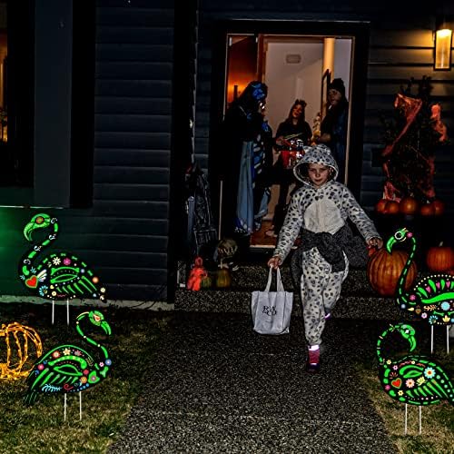 51D86ASlzzL._AC_ Pack of 4 Halloween Flamingo Yard Ornament with Stake Flamingo Yard Stakes Flamingo Yard Decorations Plastic Lawn Flamingos Skeleton Flamingo Outdoor Scary Flamingo Skeleton Yard Sign for Halloween