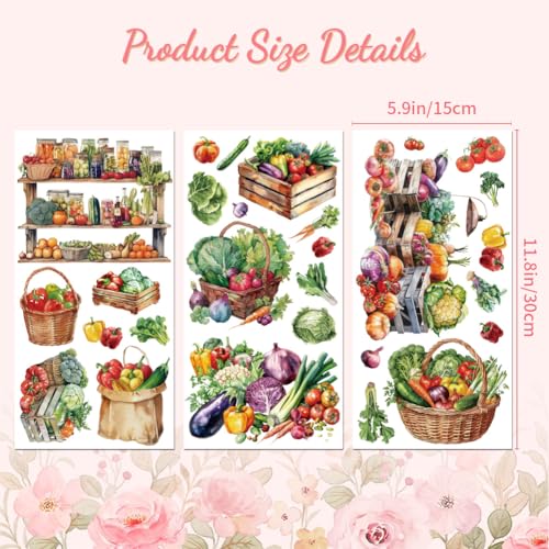 Peacoblue Rub on Transfers for Crafts Kitchen Refrigerator Decor Restaurant 15cm×30cm Vegetable - Image 2