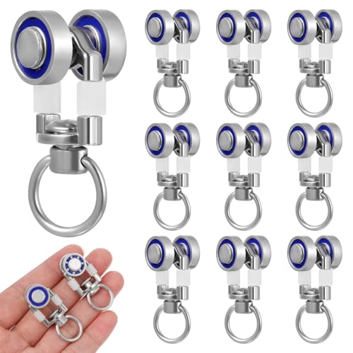 iplusmile Lot de 10 Poulies Métalliques avec Roulements pour Rails De Rideaux Accessoires De Remplacement Faciles À Installer Compatible avec Tringles Et...