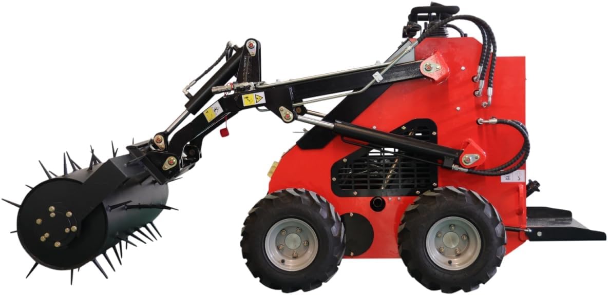 TYPHON STOMP Mini Skid Steer Loader – 1800lbs Skid Steer with Lawn Scarifier Attachment – Compact Skid-steer Machine