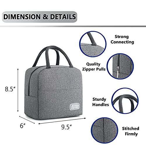 Zvosoo Insulated Lunch Bags For Women And Men, Reusable Lunch Boxes, Waterproof Tote Bag For Work, Office, Picnic, Outdoor(Light Grey) #TOP2