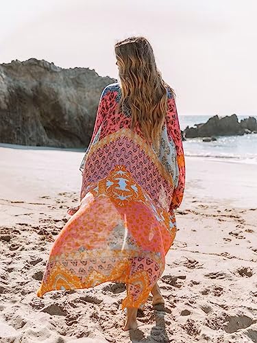 Image of Breezy Lane Women's Kimono Cardigan Summer Swimsuit Coverups Beach Cover Up with Floral Print for Vacation