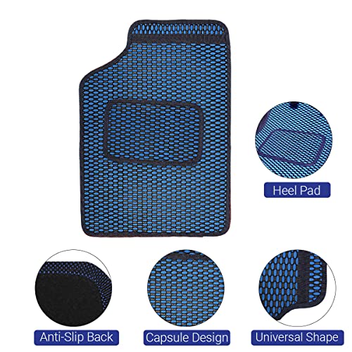 Image of Kingsway Dotted Design Car Floor Foot Mats Universal Fit for Nissan Magnite, Model Year : 2020 Onwards, Water and Dustproof, Color Blue, Set of 5 Pieces