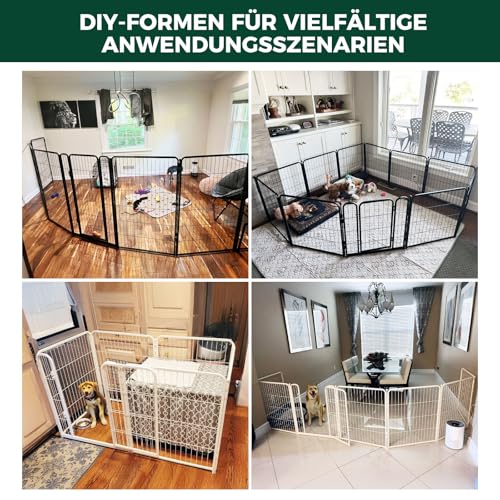 fxw Homeplus Hundelaufstall, Stabile 60cm 8 Drahtpaneele Welpengitter Hund für Welpen und Kleine Hunde, Weiß│Patentiert