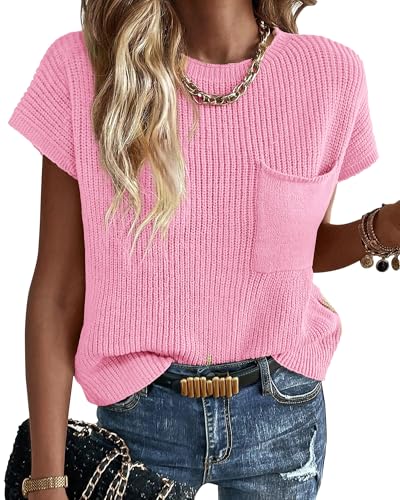 Image of KIRUNDO Summer Fall Short Sleeve Sweater for Women 2026 Casual Sweater Vest Cotton Knit Pullover Tank Tops Fashion Clothing