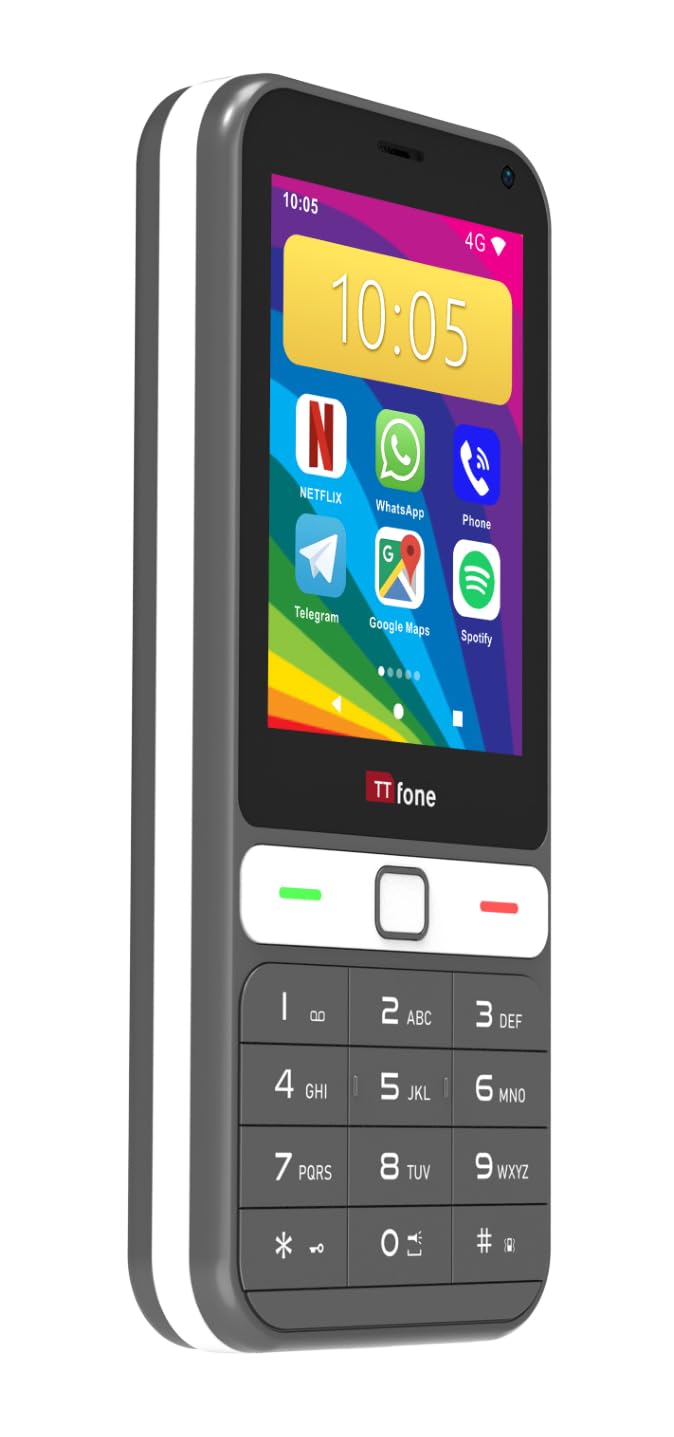 TTfone TT280 – Teléfono Tipo Barra 4G Dual SIM con Android, Pantalla táctil de 2,8", Teclado, cámara de 2 MP, USB-C – Móvil Libre fácil de Usar