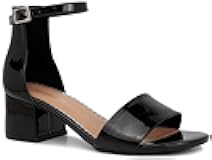 Women's Nikki Low Two Piece Block Heel Dress Shoe Ladies Ankle Strap Pump Sandal