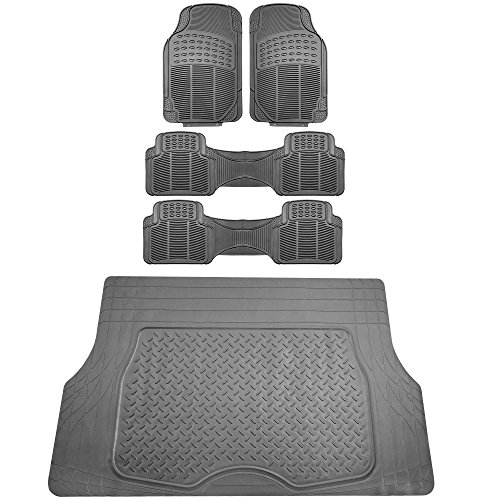 Fh Group 3 Row Climaproof™ Trimmable Non-Slip Vinyl Floor Mats With Cargo Liner- Universal Fit For Cars Trucks And Suvs (Gray) F11306 + F16401 #TOP23