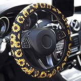 YR Universal Steering Wheel Covers, Cute Car Steering Wheel Cover for Women and Girls, Car Accessories for Women, Sunflower