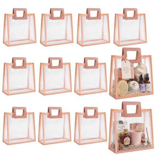 Bolsas de regalo de plástico con asas cuadradas transparentes de polipropileno reutilizables