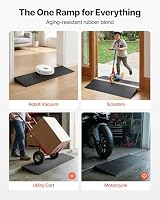 VEVOR Schwellenrampe Vollgummi Türschwellenrampe Max. Tragfähigkeit bis zu 15Tonnen Bordsteinrampe 90x20x4cm Rollstuhlrampe mit doppelseitigem Klebeband Auffahrrampe Gummirampe Selbst zum Schneiden – Ansicht 6