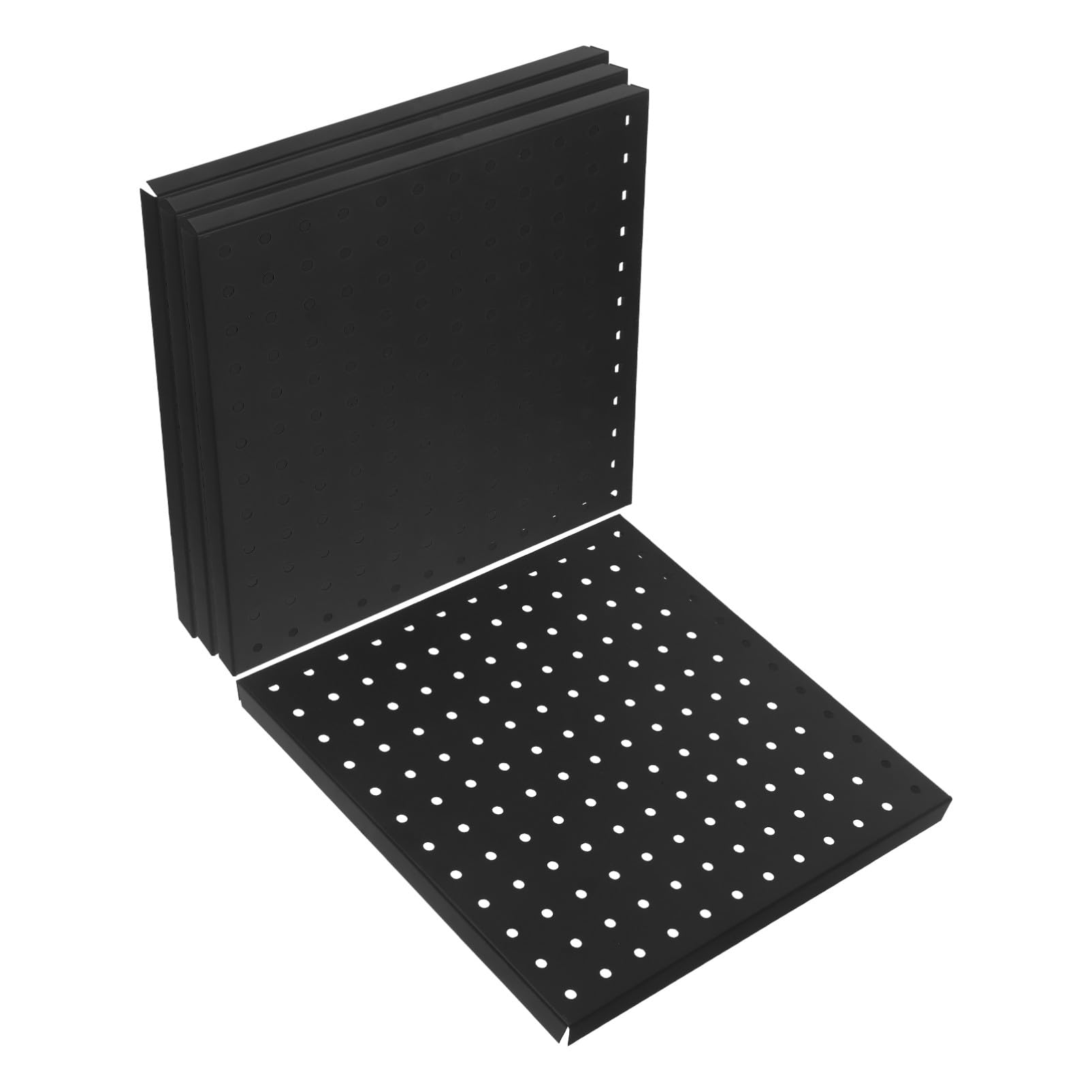 4 Piezas Paneles de Metal Perforado Negros de Organizador Resistente para Almacenamiento Paredes de Garaje Cocina y Oficina Montaje Rápido y Soporte para Herramientas Pesadas