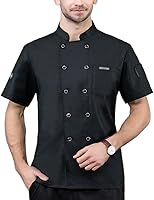 Vista 1 de Chaqueta de chef unisex con doble botonadura, ligera, de manga corta, para servicio de cocina, uniforme de trabajo