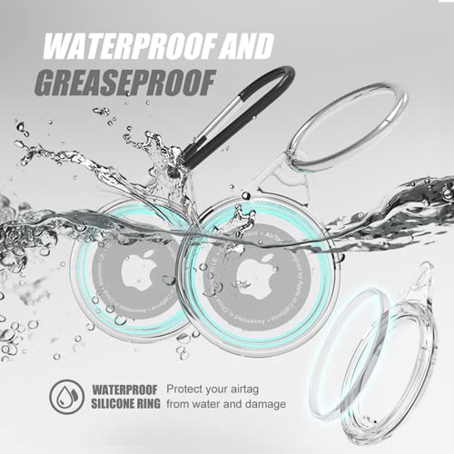 kuo yu AirTag Case, Clear Waterproof 4 Pack, Anti-Scratch Dog Tag Holder, Compatible with Keys, Backpacks, Accessories, AirTag Keychain TPU Material, Soft, Durable, Unisex, Airtag Case