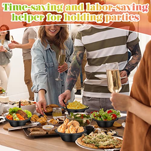 Image of Lallisa 100 Pcs 12oz Black Disposable Plastic Bowls Halloween Party | Serving Bowls for Dessert Ice Cream Snack Salad Soup, Textured Design Prevents Slip, For Party Favor Picnic Catering
