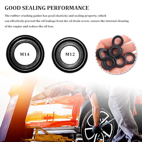Image of 10PCS M12 Oil Drain Plug Gasket, Oil Drain Plug Washer, 12616850 3536966 Engine Oil Pan Drain Plug Sealing Gasket, Rubber Oil Drain Plug Crush Washer Replacement for Buick Camaro GMC (M12)