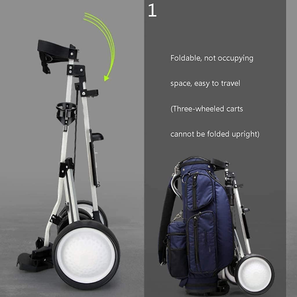 Cube Golf Trolley Foldable 3-Wheel Golf Push Cart Golf Pitch Tool Supplies Golf Cart with Multi-Function Panel