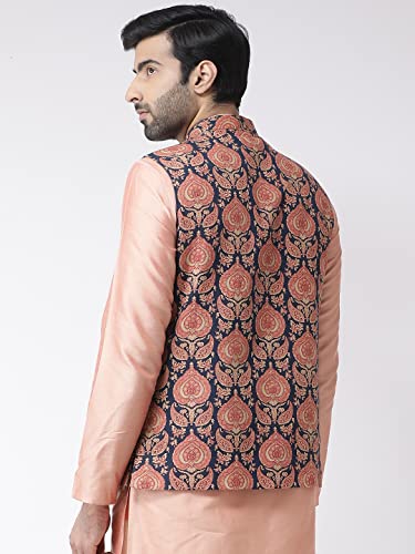 Image of Kisah Men's Silk Blend Printed Nehru Jacket Regular Fit | Designer Ethnic Layering | Wedding & Occasion Wear