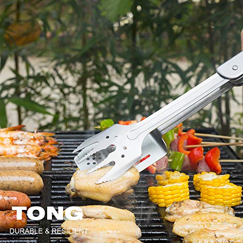 ROXON MBT3 6-in-1 Multifunktionales abnehmbares faltbares Grillwerkzeug-Set für Hinterhof-Grillen, Grillen und Camping