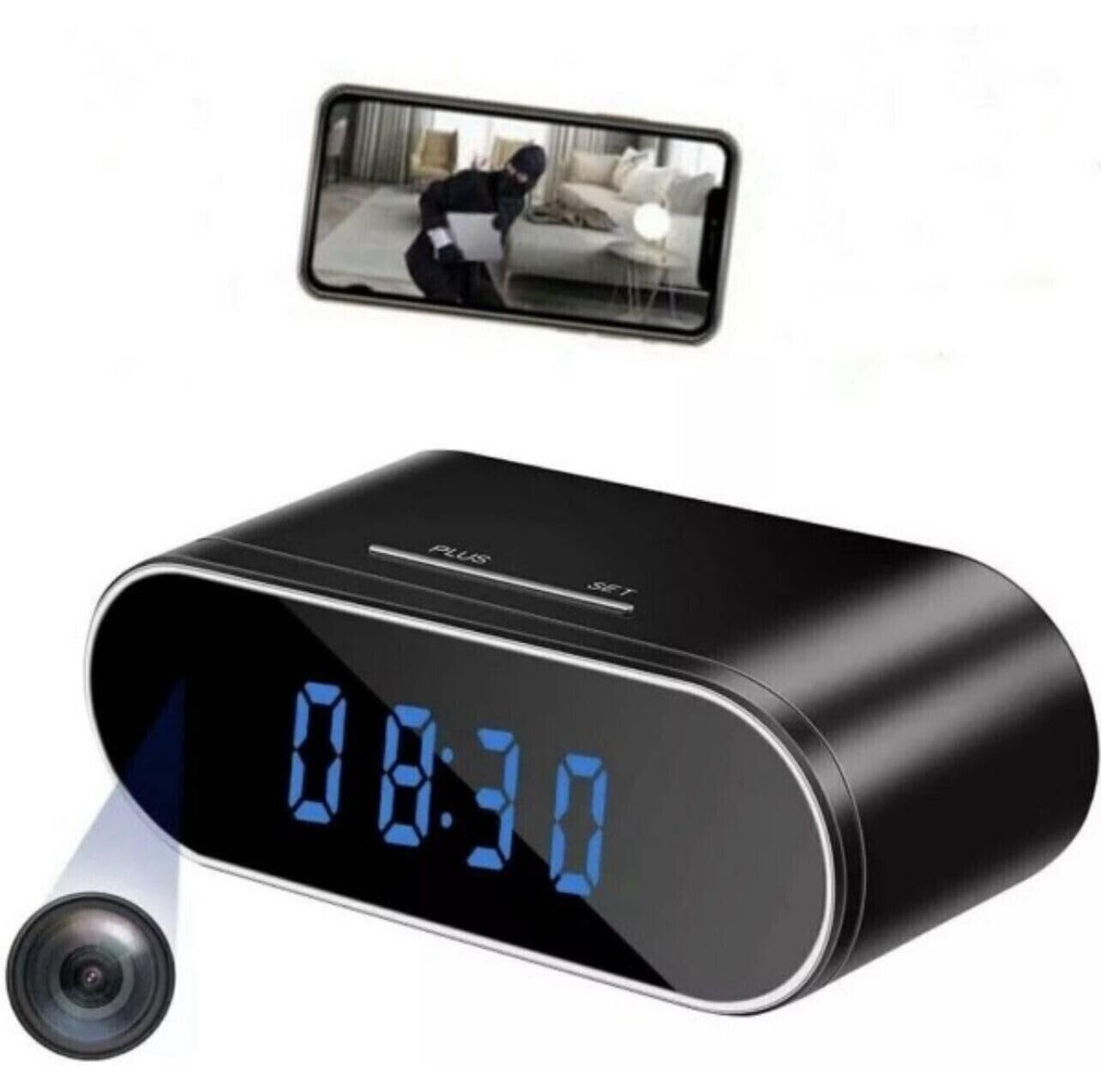DISCORAMA® - OROLOGIO SVEGLIA DIGITALE CON TELECAMERA, SVEGLIA SPIA CON CAMERA NASCOSTA, SVEGLIA DIGITALE VIDEOSORVEGLIANZA WIFI VIDEO AUDIO