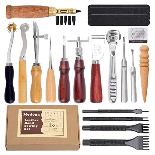Kit de herramientas de perforación de piel, 18 piezas de costuras para tallar, costura, sillín de costura, cuero para manualidades, herramientas de bricolaje 18