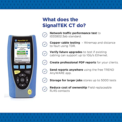 Trend Networks | R156006 | Signaltek Ct With Touchscreen | Network Transmission & Ethernet Tester Kit | Troubleshoot Data Cabling & Network Issues | Built-In Pdf Reporting #TOP2