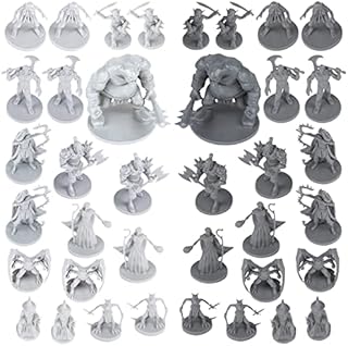 Path Gaming 38 Miniatures Fantasy Tabletop RPG Figures for Dungeons and Dragons, Pathfinder Roleplaying Games. 28MM Scaled Miniatures, 10 Unique Designs, Bulk Unpainted, Great for D&D/DND