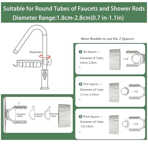 Hoinerus Kitchen Dish Sponge Holder Faucet Caddy Shower Rod Soap Basket Washing Ball Hanger,Faucet Shower Rod Assembled by Hoinerus - Image 4