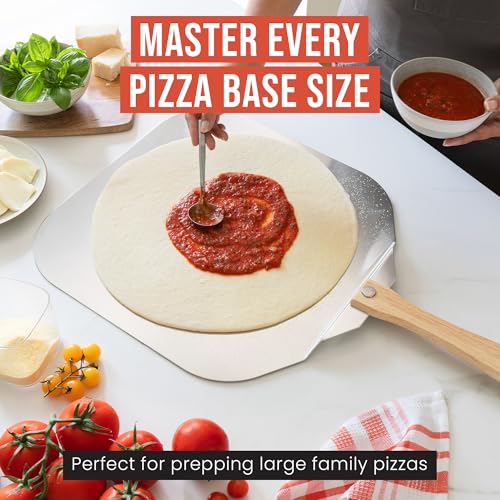 Image of Chef Pomodoro Aluminum Metal Pizza Peel 18 Inch, Foldable Wood Handle