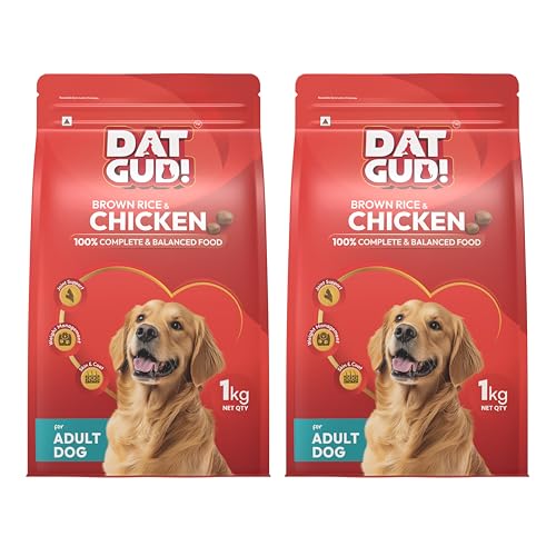 Image of DatGud Adult Dry Dog Food, Chicken & Brown Rice, 2 kg(1 kg + 1 kg Free) | Complete & Balanced Nutrition | Weight Management Support | Glucosamine for Joints | Easy Digestion | Healthy Skin & Coat