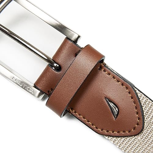 Image of Nautica Men's Casual Leather Belt | Everyday | Classic | Pants | Jeans | Khakis | Chinos | Metal Buckle