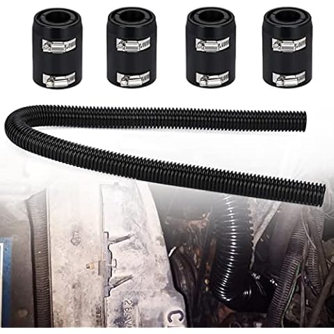 BAGARAATAN Universal 48" Flexible Radiator Hose Stainless Steel Universal Water Hoses Adapter Coolant Radiator Hose Kit Could be Used with 1-1/4", 1-1/2", 1-3/4" or 1-5/8" Radiator Necks Cover
