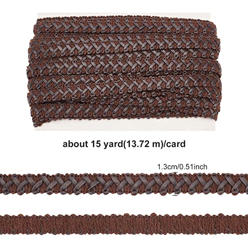 Benecreat 15 Yard Faux Leather Braid Trims Coconut Brown Flat Braid Strap Trim Lace Ribbon For Home Decor Diy Sewing Craft, 1/2 Inch(13Mm) Wide #TOP1