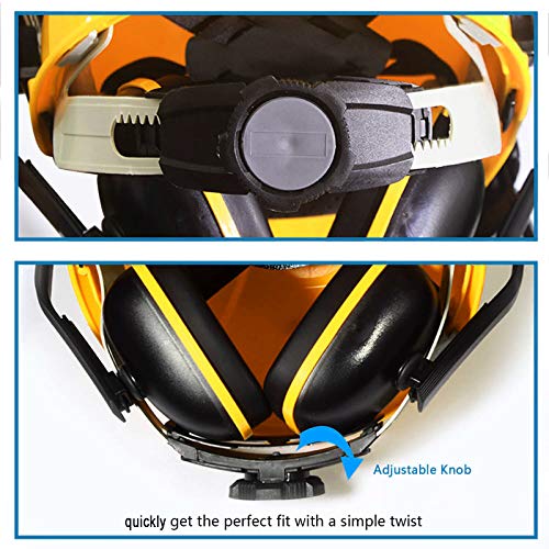 Yellow Forest Head Protection Helmet, Industrial Forestry Safety Helmet With Ear Muffs And Protective Visors, Comfortable Lining And Wire Mesh Mask Heavy Duty Hard Hat Chainsaw Helmet