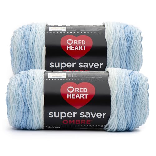 Image of Red Heart Super Saver Jumbo Light Blue Yarn - 2 Pack of 10oz /283g - 100% Acrylic - #4 Worsted (Medium) - 482 Yards - Knitting /Crochet