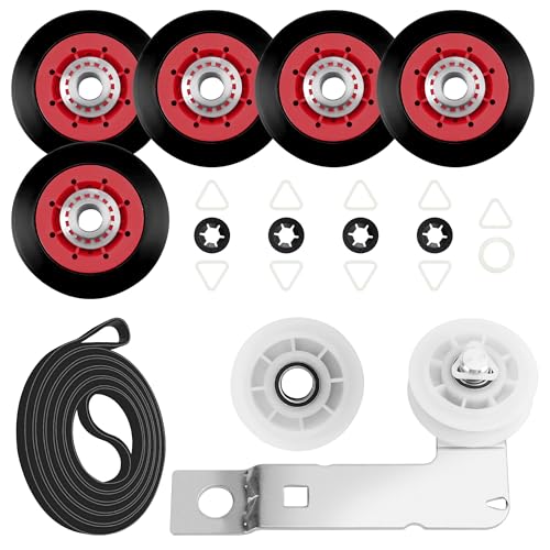 (5 Wheels) Upgraded MEDB835DW4 GEW9250PW0 GGW9200LW1 4392067 Dryer Repair Kit Fits for Whirlpool Kenmore Maytag Bravos XL Dryer Parts by APPLIANCEMATES